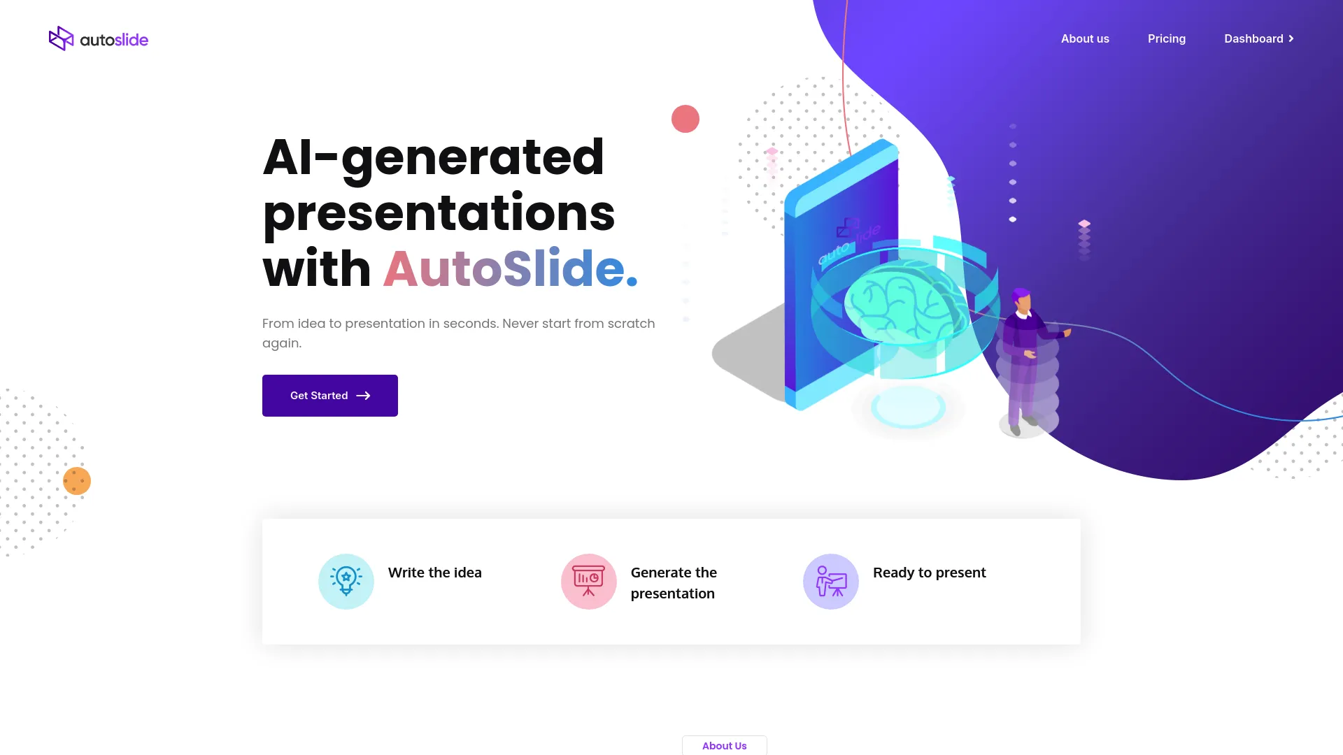 Screenshot of the autoslide website
