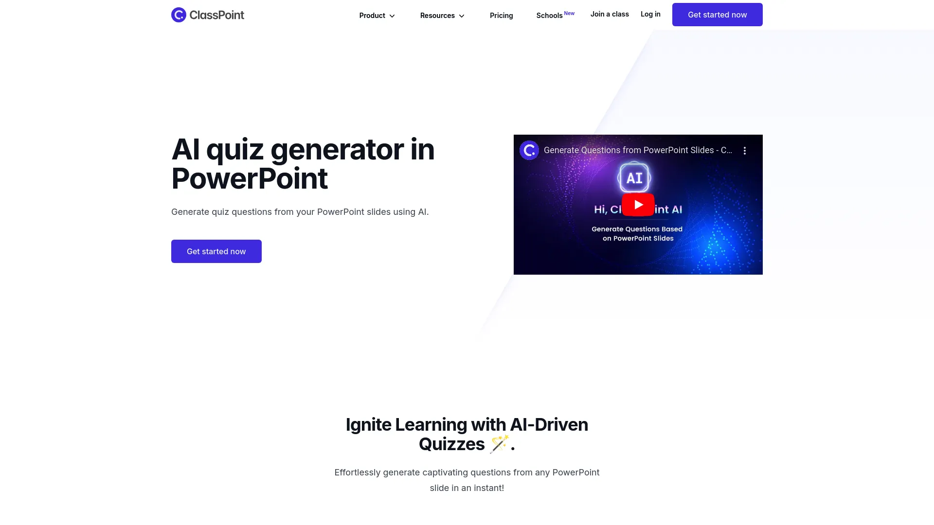 Screenshot of the ClassPoint website