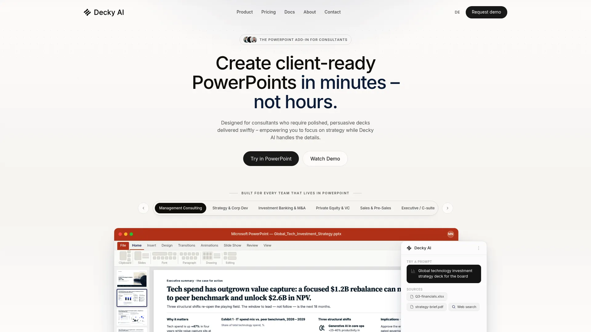 Screenshot of the Decky AI website
