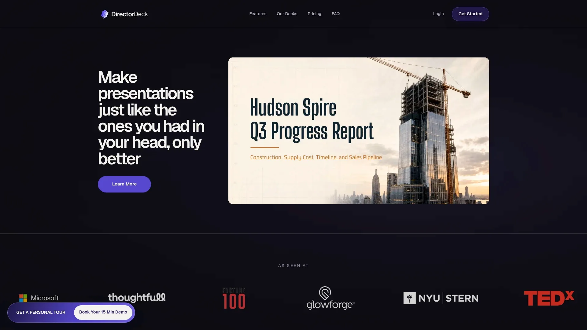 Screenshot of the DirectorDeck website