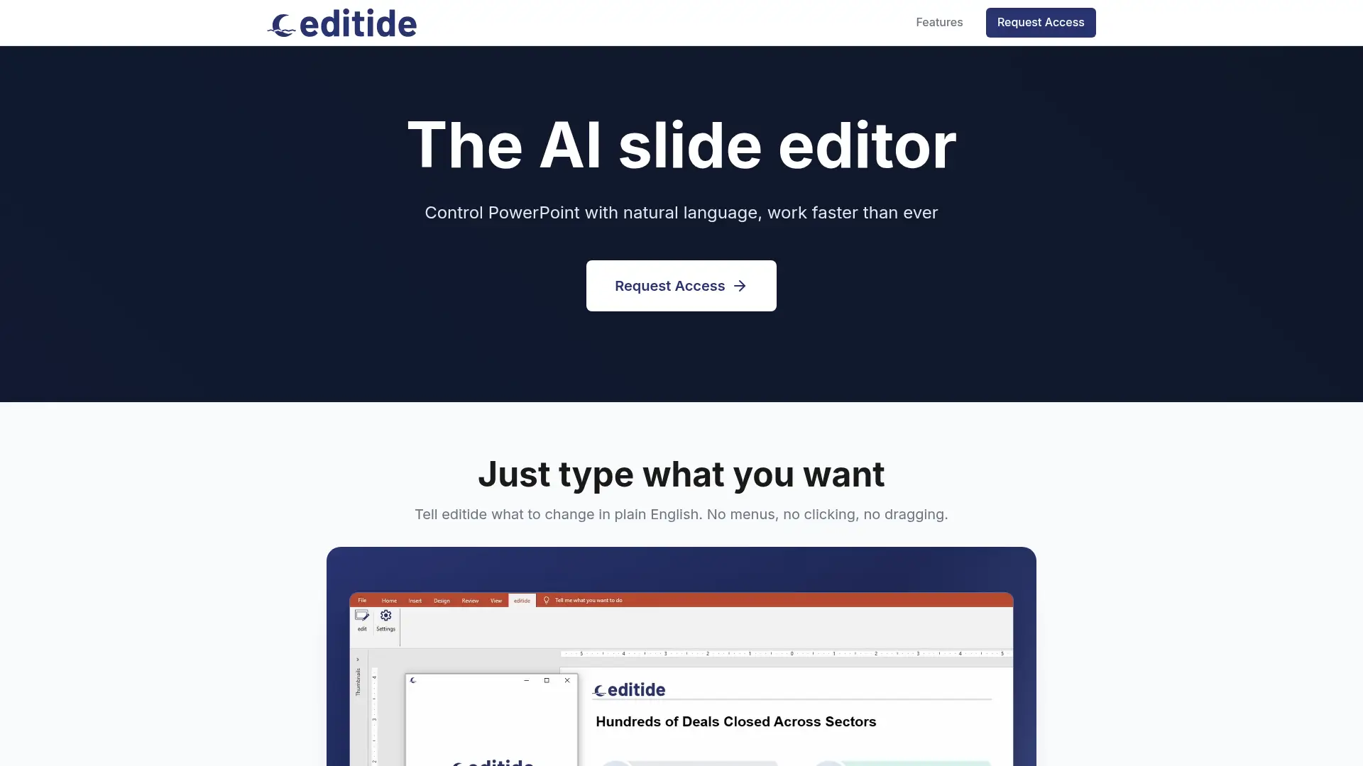 Screenshot of the editide website