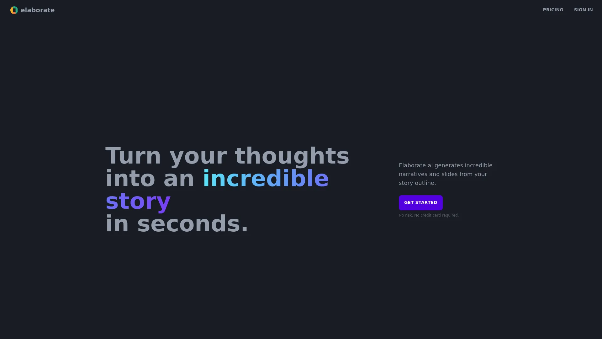 Screenshot of the elaborate website