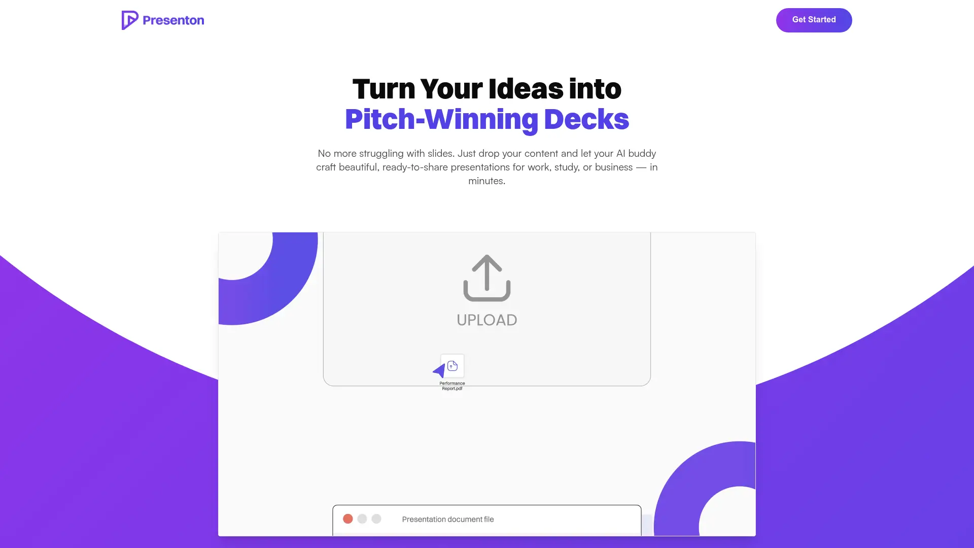 Screenshot of the Presenton website