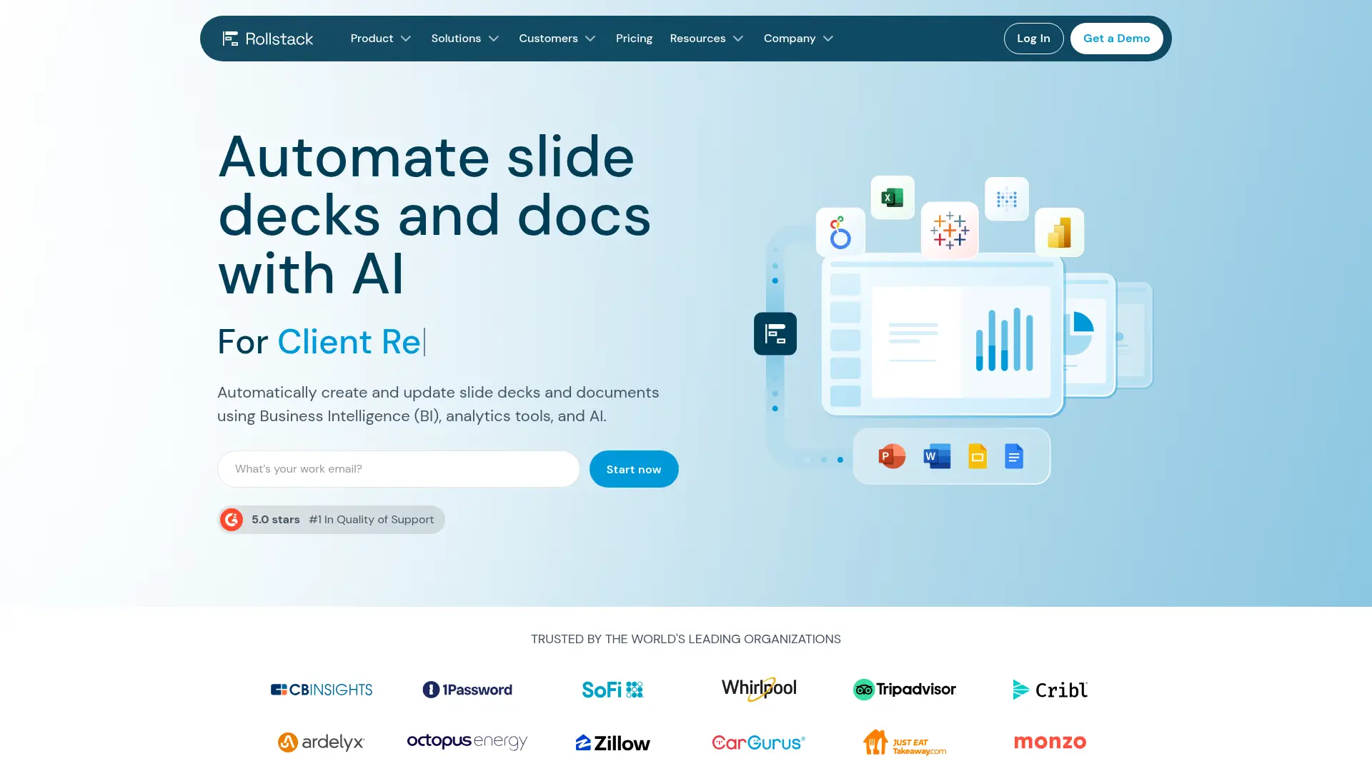 Screenshot of the Rollstack website