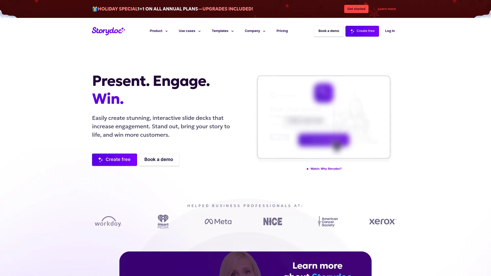 Screenshot of the Storydoc website