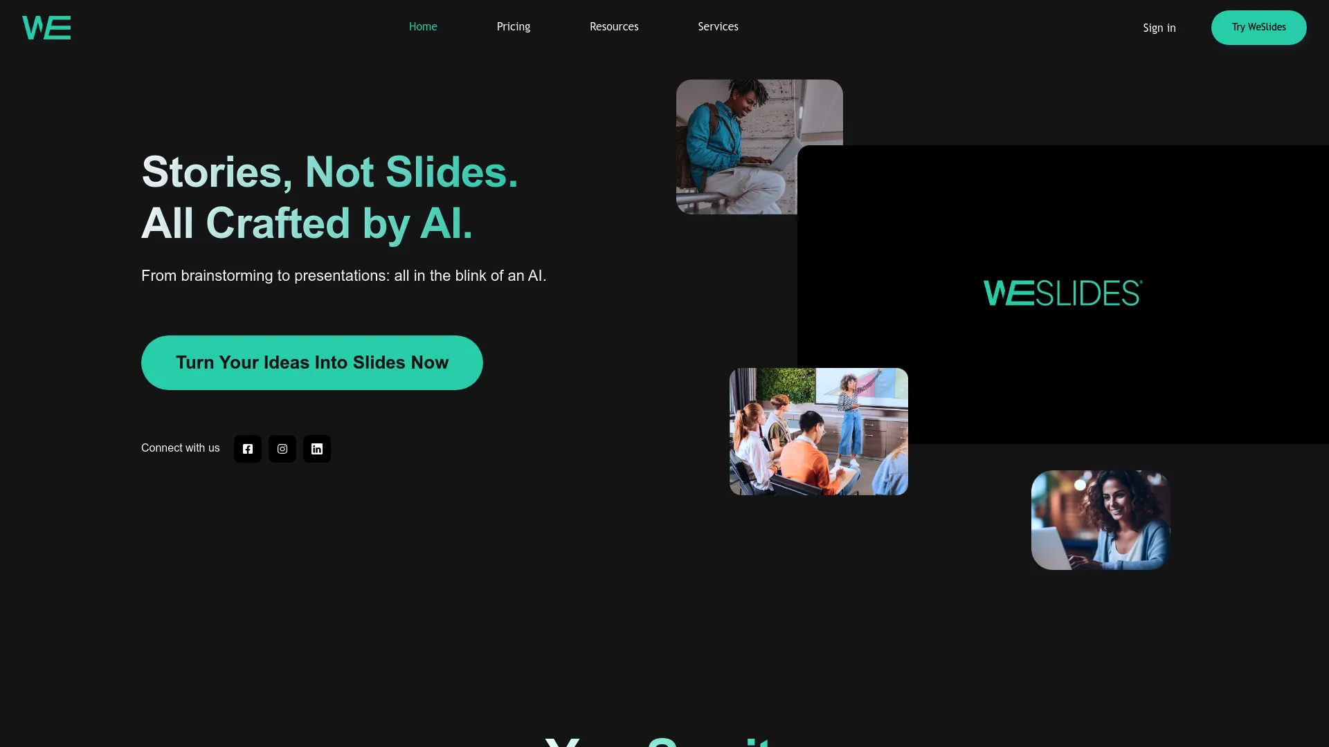 Screenshot of the WeSlides website